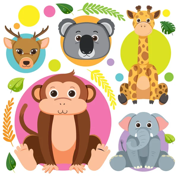 Cute Animals Seamless Pattern Illustration — Stock Vector