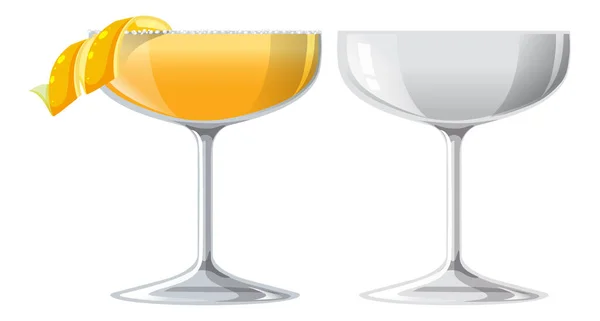 Cocktail Sidecar Nell Illustrazione Vetro — Vettoriale Stock