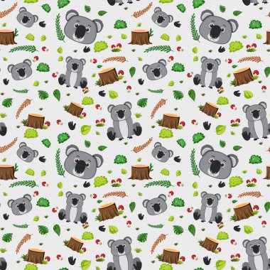 Koala sevimli hayvan kusursuz desen çizimi