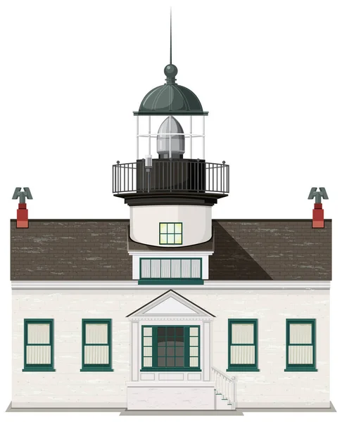 Phare Isolé Sur Fond Blanc Illustration — Image vectorielle