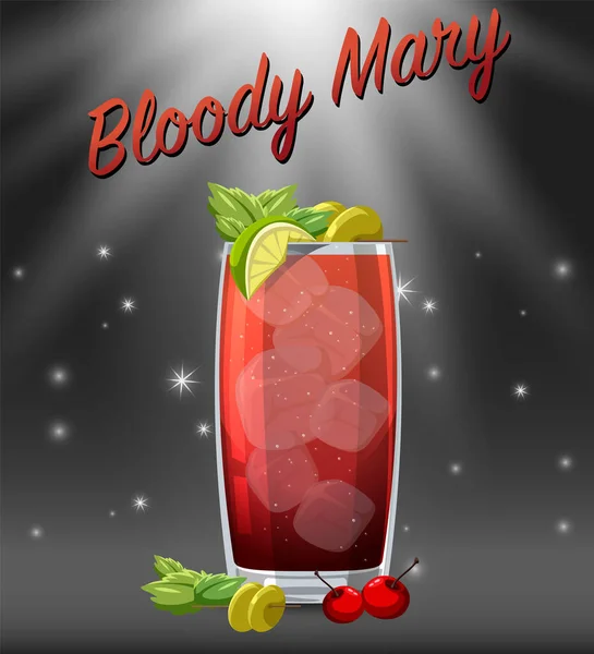 Cocktail Dans Verre Sur Fond Scintillant Illustration — Image vectorielle