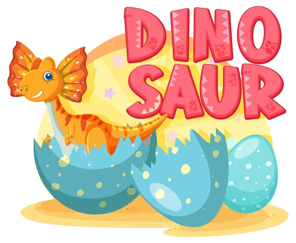 Симпатичный Динозавр Разбитом Яйце Логотипом Динозавра — стоковый вектор