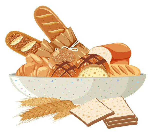 Chléb Misce Bílém Pozadí Ilustrace — Stockový vektor