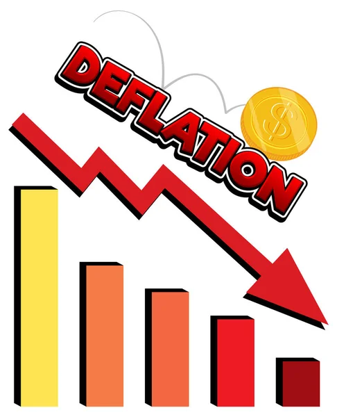 Roter Pfeil Nach Unten Mit Deflationswort Illustration — Stockvektor