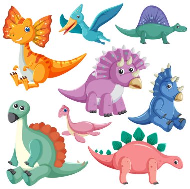 Şirin dinazor pürüzsüz desen çizimi