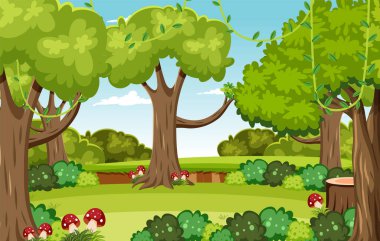 Doğa ormanı arka plan şablonu çizimi