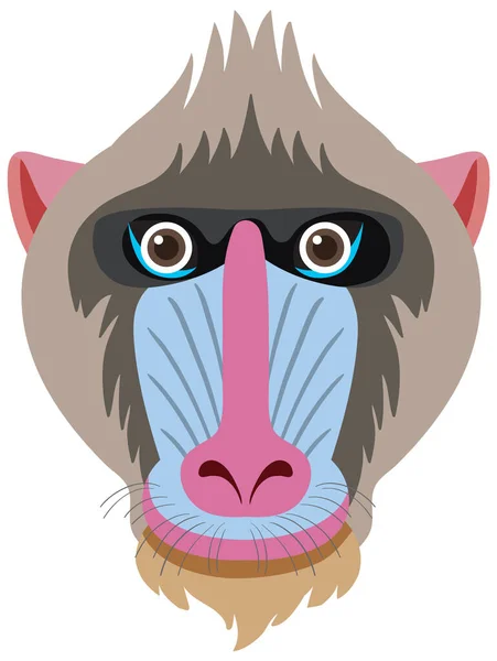 Mandrill Głowa Płaskim Stylu Ilustracji — Wektor stockowy