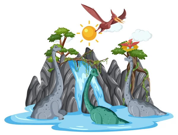 Dinosaurio Bosque Ilustración Aislada — Vector de stock