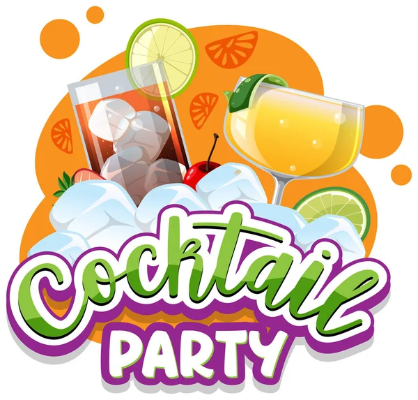 Cocktail Parti Banner Text Illustration — Stock vektor