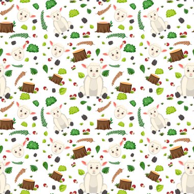 Koyun sevimli hayvan kusursuz desenli çizim