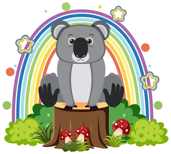 Schattige Koala Stomp Platte Cartoon Stijl Illustratie — Stockvector