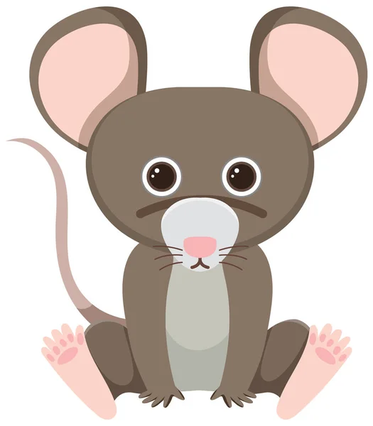 Cute Mouse Dalam Gaya Datar Terisolasi Ilustrasi - Stok Vektor