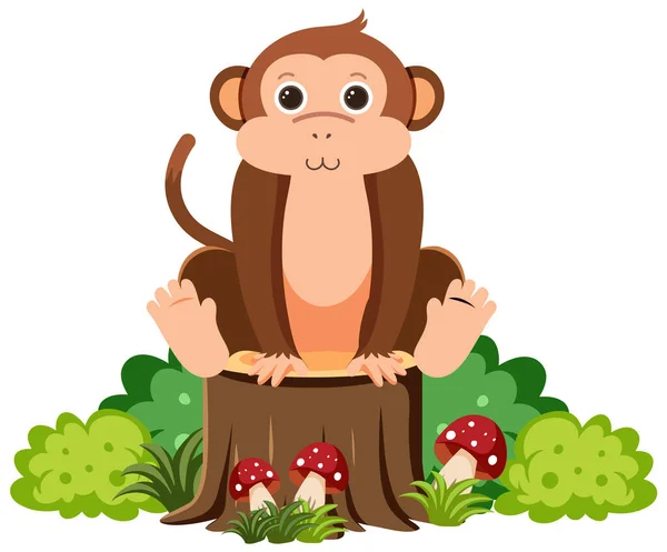 扁平画图中的可爱猴子 — 图库矢量图片