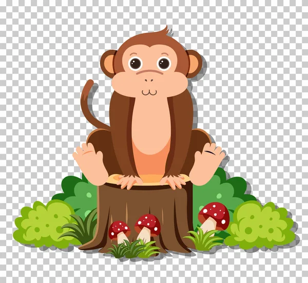 扁平卡通画中的可爱猴子 — 图库矢量图片