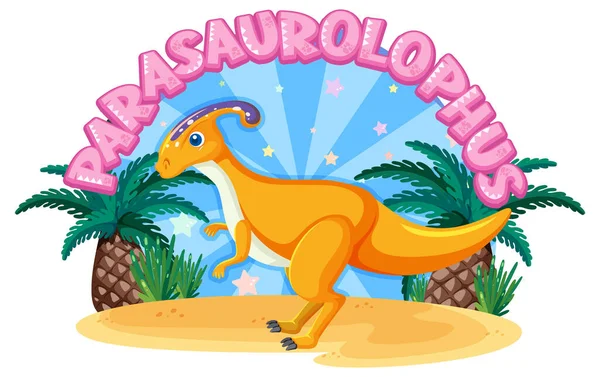 Little cute parasaurolophus dinosaur cartoon character illustration