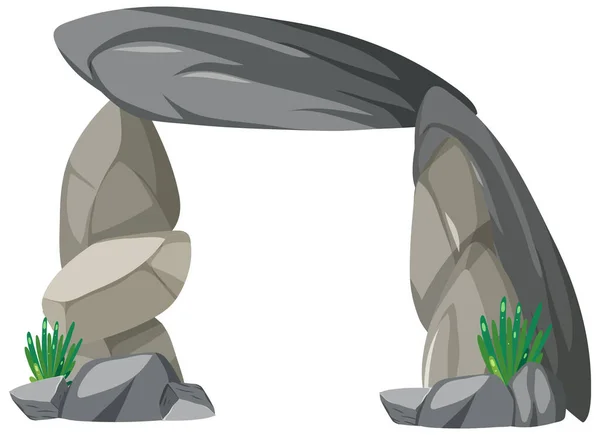 Gerbang Batu Yang Terisolasi Dalam Ilustrasi Gaya Kartun - Stok Vektor