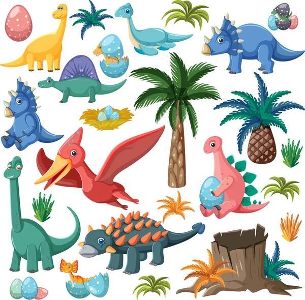 Cute Dinosaur Seamless Pattern Illustration — Stock Vector