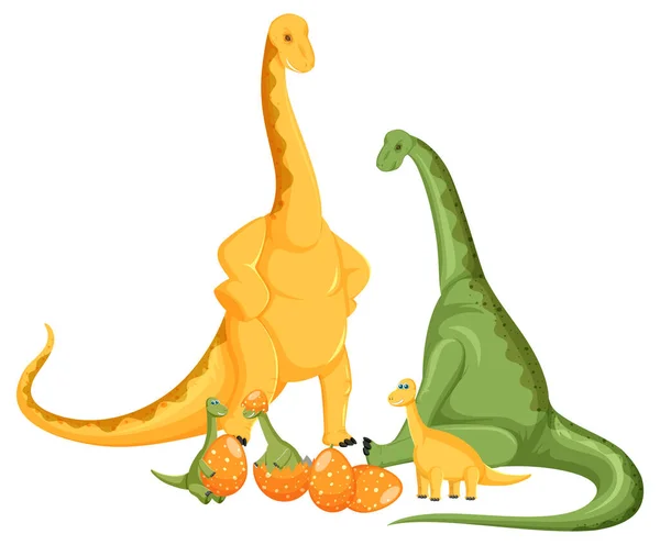 Cute Apatosaurus Dinosaur Baby Characters Illustration — ストックベクタ