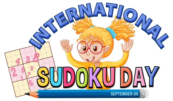 Διεθνής Ημέρα Banner Sudoku Σχεδιασμός Εικονογράφηση — Διανυσματικό Αρχείο