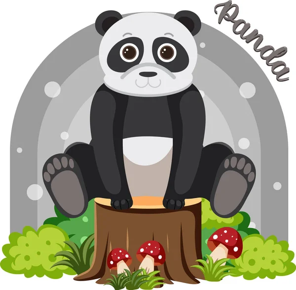 Cute Panda Cartoon Flat Style Illustration — Stock Vector