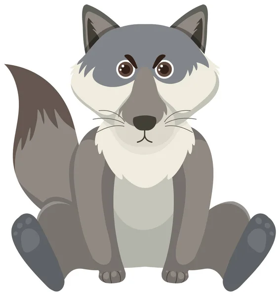 Cute Wolf Flat Style Isolated Illustration — ストックベクタ