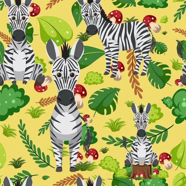 Cute Zebra Bezszwowy Wzór Ilustracji — Wektor stockowy