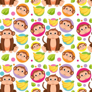 Şirin maymun kusursuz desen çizimi