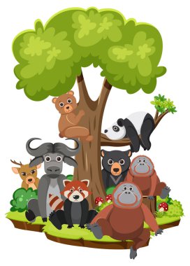 Çizgi film stilinde vahşi hayvanlar.