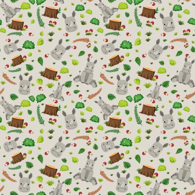 Şirin gergedan kusursuz desenli resimleme