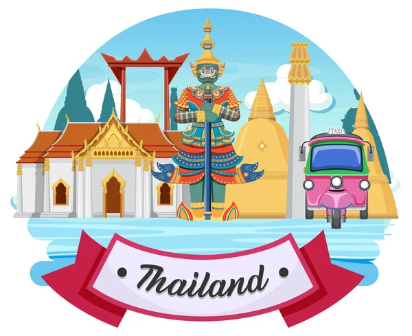 Bangkok Thaïlande Emblème Logo Bannière Illustration — Image vectorielle