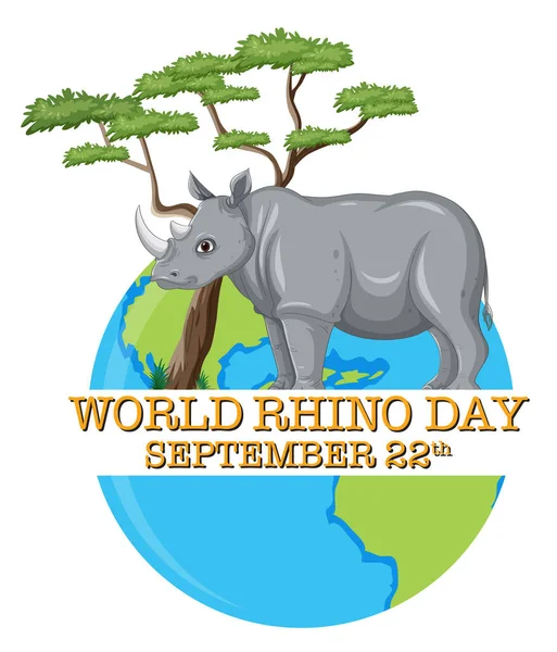 World Rhino Day September Illustration – stockvektor