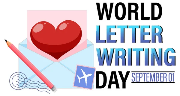 World Letter Writing Day Poster Design Illustration — Stock Vector