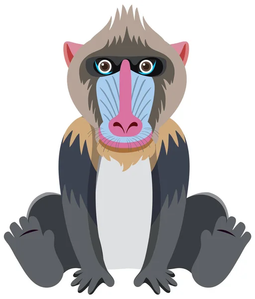 Niedliche Mandrill Flachen Stil Illustration — Stockvektor