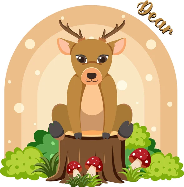 Cute Dear Cartoon Flat Style Illustration — Stock vektor