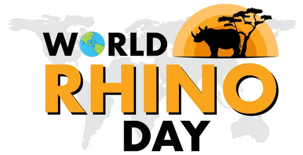 World Rhino Day September Banner Illustration – stockvektor