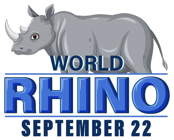 World Rhino Day Banner Design Illustration — Stock Vector