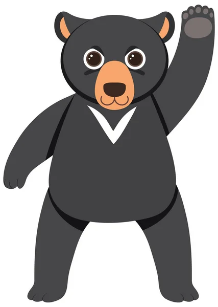 平面卡通画中的可爱黑熊 — 图库矢量图片
