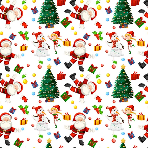 Weihnachten Weihnachtsmann Nahtlose Muster Illustration — Stockvektor