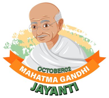 Mahatma Gandhi Günü 2 Ekim Bayrak Tasarım İllüstrasyonu