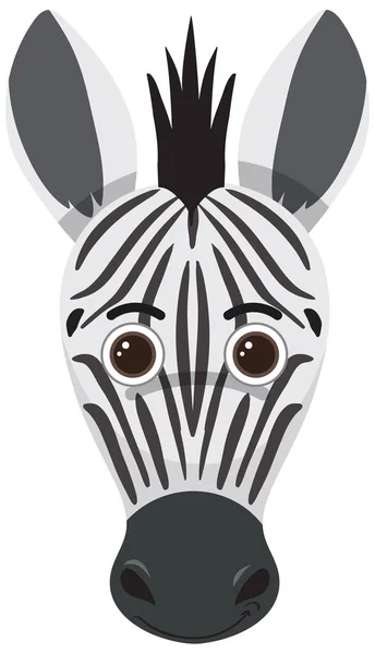 Cute Zebra Head Flat Style Illustration — 스톡 벡터
