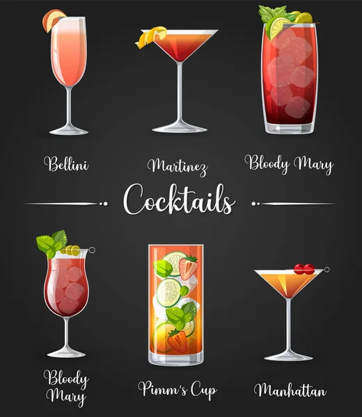 Cocktail Menu Poster Design Illustration — Stock Vector