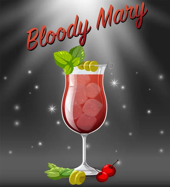 Bloody Mary Cocktail Glas Auf Funkelndem Hintergrund — Stockvektor