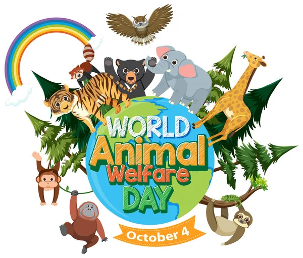 World Animal Welfare Day October Illustration — Image vectorielle