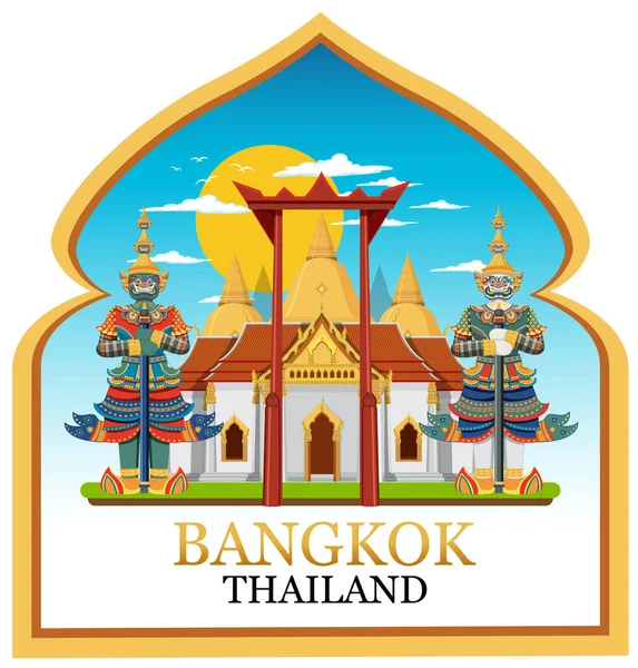 Banguecoque Tailândia Landmark Logo Banner Ilustração —  Vetores de Stock