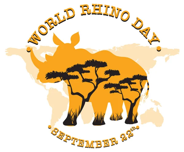 World Rhino Day September Banner Illustration – stockvektor