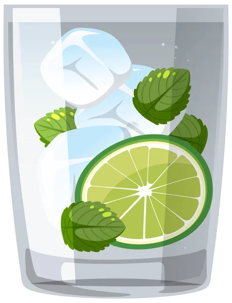 Mojito Cocktail Glas Auf Weißem Hintergrund — Stockvektor