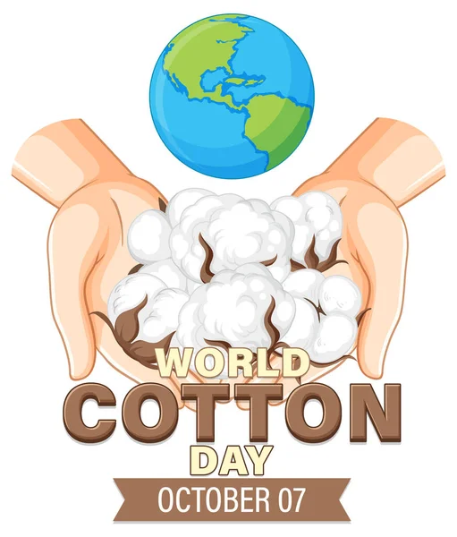 Journée Mondiale Coton Octobre Illustration Design Bannière — Image vectorielle