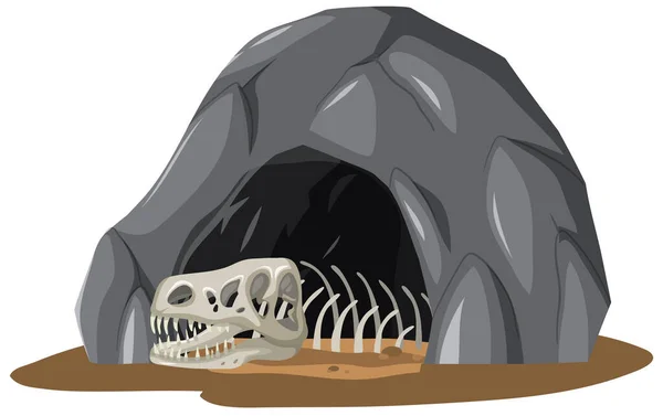 Stone Cave Fossils Illustration — Stock Vector