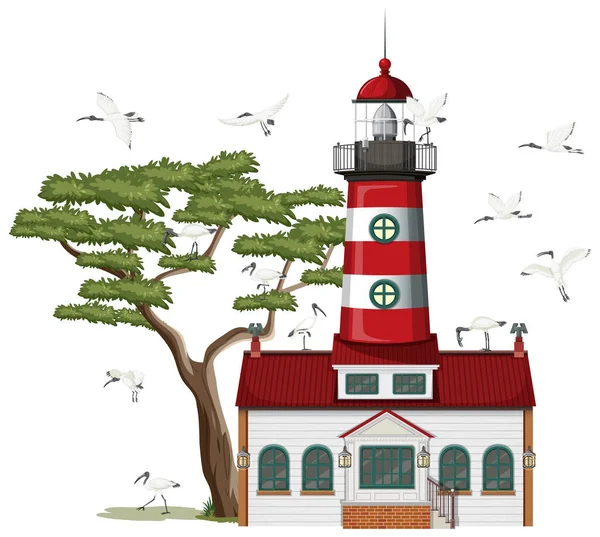 白色背景图隔离的灯塔 — 图库矢量图片