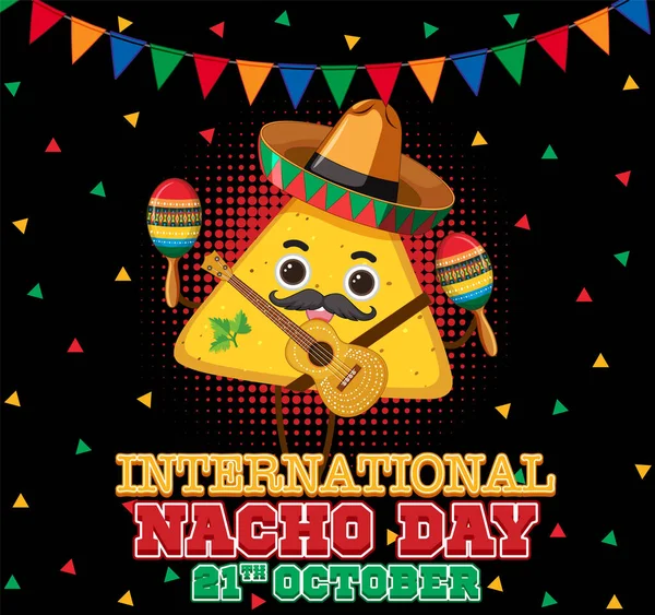 International Nacho Day Poster Design Illustration — Stock vektor